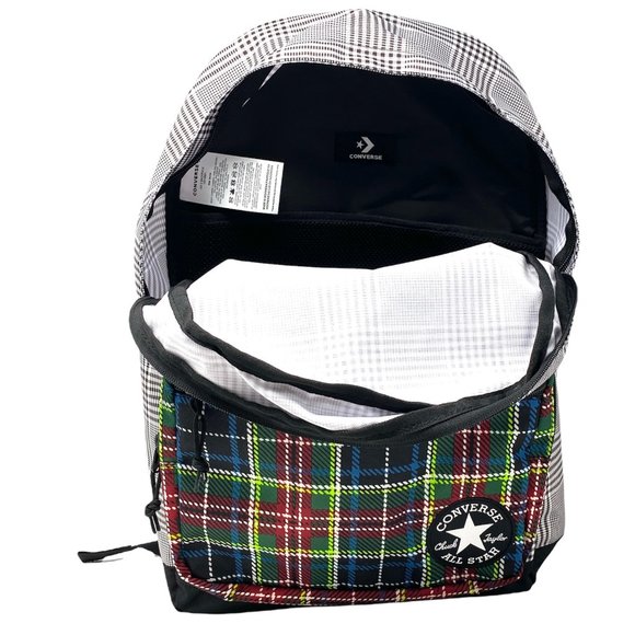 💖MEGA SALE💖Converse 10019901-A01 Go 2 Patterned Check Backpack Black White - Picture 4 of 7